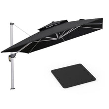12 Feet Square Double Top Deluxe Patio Umbrella With Steel Plate Base,Black