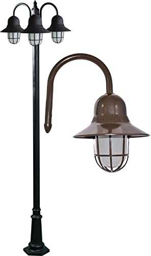 DABMAR LIGHTING GM9913-LED16-BZ Marquee Post Three Light Fixture 16 Watt LED Lamp 85-265 Volts, Bronze