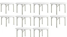 Pack 10! 48 In Folding Table White Folding Table 4 Ft 120 Cm Granite Outdoor Table Plastic Circle Table Table Foldable 4 Feet Folding Table 4 Foot Portable Bar Table For Party Table Set For 6