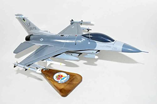 Squadron Nostalgia LLC Lockheed Martin F-16 Fighting Falcon 62d Fighter Squadron 18" Mahogany Scale Model Multicolor