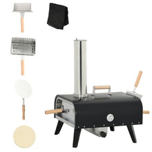 Outdoor Pizza Oven with 12" Rotating Stone, Peel and Cover, Portable Pellet Wood Fired Pizza Maker with Foldable Legs, Stainless Steel Pizza Grill for Outside, Backyard, Outdoor Kitchen