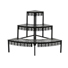 JOTDPFRYK Black Semicircle Plant Shelf 3 Tier Plant Stand Floor Standing Flower Pot Rack Metal Stair-Step Flower Rack Corner Shelf Planters Quarter Round Display Holder for Balcony Garden Courtyard