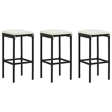 HGKMBRY Modern Garden Seating Set Black Cream Garden Furniture Set Rattan Bar with Table and Stools for Patio Balcony Terrace