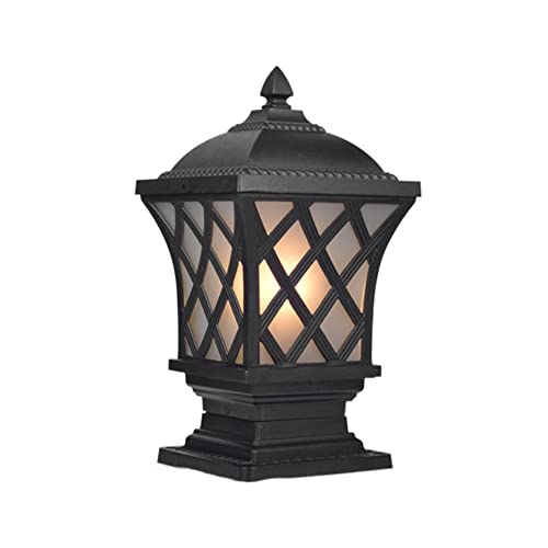LumosPro IP55 Waterproof Outdoor Pillar Light - Elegant Glass Lampshade, E27 Base, Villa Garden Landscape Lighting, Wall Mounted Patio Bollard