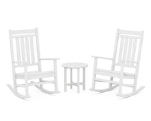 POLYWOOD Estate 3-Piece Rocking Chair Set, Outdoor Porch Rockers with Side Table, All-Weather HDPE Patio Furniture for Deck, Garden, Backyard, White