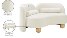 Meridian Furniture 44002Cream-L Daphne Collection Art Deco Loveseat with Rich Cream Velvet Fabric, Solid Wood Ball Legs, Solid Wood Inner Frame, 64" W x 34.5" D x 29" H, Cream