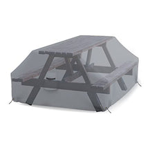 Covers & all Picnic Table Cover, 12 Oz Waterproof UV & Weather Resistant Protector, Outdoor Patio Table Bench Outside Furniture Cover with Air Vents & Drawstrings (98”L x 63”W x 37”H, Gray)