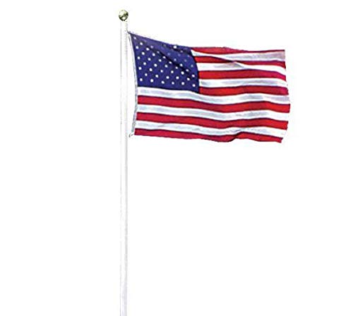 Annin Flagmakers American Flag White Gel-Coat Fiberglass Pole Villager III Kit 20 Feet American