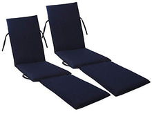 kingrattan.com Made in USA Steamer Chair Cushion SunbrellaFabric Canvas Navy #5439 (2-Pack)