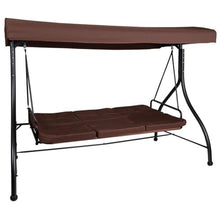 Afuera Living 3 Seat Patio Convertible Swing and Hammock, 86" W x 48" D, Steel Frame, Brown Finish, Adjustable Canopy, Removable Cushions, Flat Bed Option, Modern Style Outdoor Furniture for Backyard