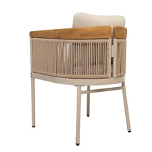 Merax Set of 4 Outdoor Dining Chair with Acacia Wood Armrests & Cushions