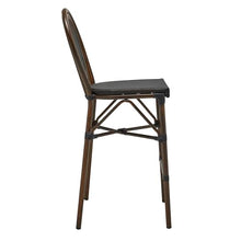 Euro Style Erlend Indoor/Outdoor Bar Stool | Modern French Bistro Style | Stackable, Weather-Resistant Seating for Patio, Bar, Restaurant, Cafés, Wineries, Balcony, Poolside | Black/Brown | Set of 1