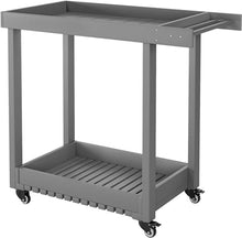 HXYONGN Double-Shelf Grill Table, Portable Trolley with 4 Wheels and Towel Rack, Multifunctional Outdoor Kitchen Cart for Garden and Bar Storage(Grey)