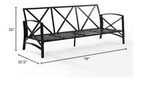 Afuera Living Outdoor Sofa, Metal Frame with Mist Green Polyester Cushions, Oil Rubbed Bronze Finish, Weatherproof, Comfortable Seating for 3, 79 in Wide Patio Couch, Balcony or Porch Furniture