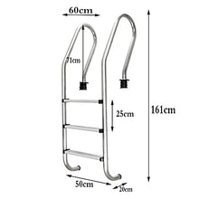 Swimming Pool Escalator 304 Stainless Steel Swimming Pool Ladder Underground Swimming Pool Entrance hot Spring handrail 3 Anti-Skid Pedals Embedded/Silver / 50cm (Silver 50cm)