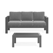 callmego Stylish All-Weather Metal Patio Ottoman with Thick Cushioned Seat for Outdoor Living Spaces and Backyard Relaxation (Gray+Gray + Olefin-3)