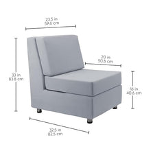 FDP Outdoor Modular Club Chair Featuring Sunbrella Fabric - Weather-Resistant, Fade-Resistant, Assembled Patio Furniture with Cover Included for Backyard, Poolside Seating - Canvas Granite