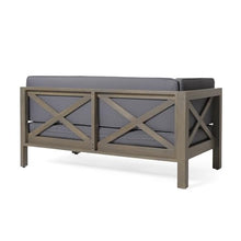 Benzara Juna Outdoor Corner Bench Set of 2, 58 Inch Modular Grey Acacia Wood