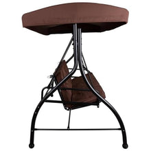 Afuera Living 3 Seat Patio Convertible Swing and Hammock, 86" W x 48" D, Steel Frame, Brown Finish, Adjustable Canopy, Removable Cushions, Flat Bed Option, Modern Style Outdoor Furniture for Backyard
