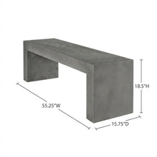 Outdoor EscapeGray Concrete Outdoor Bench, Fibre Reinforced Cement, Water-Based Acrylic Finish, 55-Inch, Seats 3, Contemporary Design