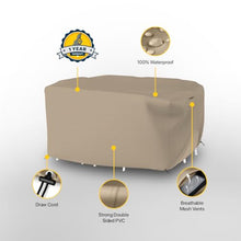 Seal Skin Covers Outdoor Rectangular Dining Set Cover, Heavy-Duty Elite PVC Waterproof & UV-Resistant Material, All-Weather Protection for Patio Furniture (Beige, 110"L x 84"W x 28"H)