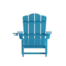 Taylor & Logan Nellis Adirondack Chair with Cup Holder, Weather Resistant HDPE Adirondack Chair in Blue, Set of 4