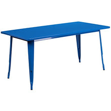BizChair Commercial Grade 31.5" x 63" Rectangular Blue Metal Indoor-Outdoor Table