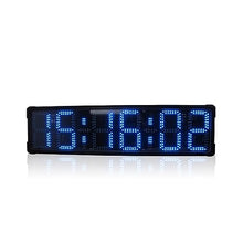 NJFNKEED 8 Inch 6 Digits Marathon Clock Double Sided Large Led Outdoor Clock Waterproof Real Time Clocks Accurate and Quiet (Blue Double)