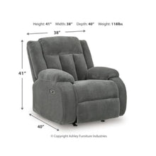 Duke Power Rocker Recliner Chair, Pillow Top Arms, USB Ports, Gray Velvet