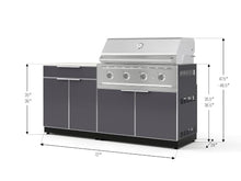 NewAge Products Classic Series 4PC Aluminum Slate Gray Modular Outdoor Kitchen Set with 40" Performance Grill NG - 24"D x 72"W x 47.5"H