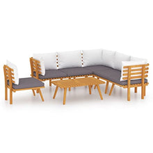 KPOUTRFG 7-Piece Modular Patio Seating Set with Removable Polyester Cushions Solid Acacia Wood for Outdoor Lounge