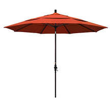 California Umbrella 11' Round Aluminum Market Umbrella, Crank Lift, Collar Tilt,Sunset