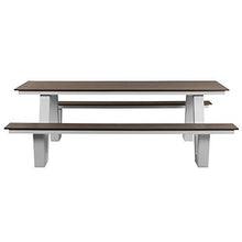 Pangea Home Lukas Picnic Table, White Frame and Grey Polyresin