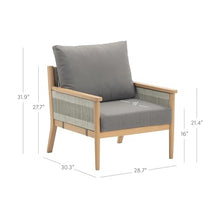 Nathan James Kayden Acacia Wood Patio Chair, Bohemian Outdoor Chair, Lounge Wooden Armchair with Rope Accent, Medium Gray/Raw Oak
