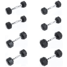Ader Rubber Dumbbell Set 2-65Lbs (Total 540 Lbs) 11 Pairs with Rack & Mat White