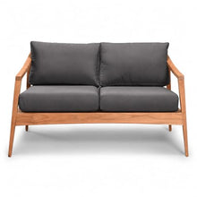 Golden Frame Outdoor Loveseat, Grade A Teak Patio Sofa with Performance Fabric Cushions, Machine-Washable Covers, YKK Zippers, Mid-Century Modern Garden Couch - Canvas Charcoal