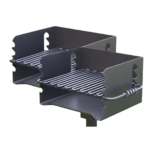 Pilot Rock Charcoal Grill - Park Style Post Mounted - 2-Pack - Alloy Steel
