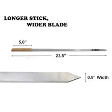 NYTFHMS Kebab Skewers with Wooden Handle 2-8Pcs 23.5'' Large Stainless Steel Skewers Wood Barbecue Grill Long Handle Flat Kebab Skewer Accessories Tool,Size_name-8pcs