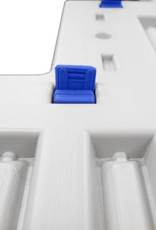 Confer Plastics Step-1X: Sturdy Above Ground Entry System with Dual Handrails and Slip-Resistant Steps, Easy Installation, Supports up to 400 lbs - Proudly Made in USA. White with Blue Treads