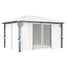 HKTMGDNG 13x10 ft Gazebo with Curtains Cream Aluminum Pavilion