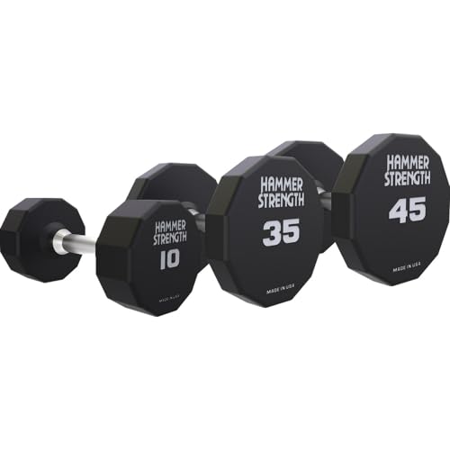 Life Fitness Hammer Strength 12 Sided Urethane Dumbbell 45lb Black