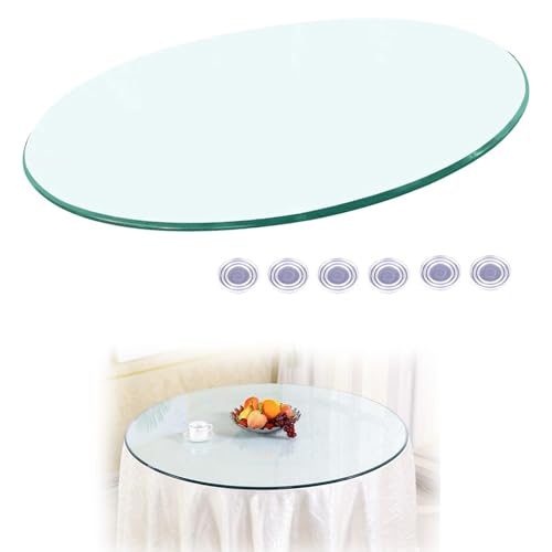 KXWOQ3ED Round Glass Dining Table Top, Tempered Glass Table Top, Clear Circular Table Surface for Coffee Table, Office Table, Side Table, Replacement Glass Table Top(85 CM(34 INCH))
