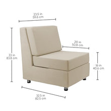 FDP Outdoor Modular Club Chair Featuring Sunbrella Fabric - Weather-Resistant, Fade-Resistant, Assembled Patio Furniture with Cover Included for Backyard, Poolside Seating - Spectrum Sand