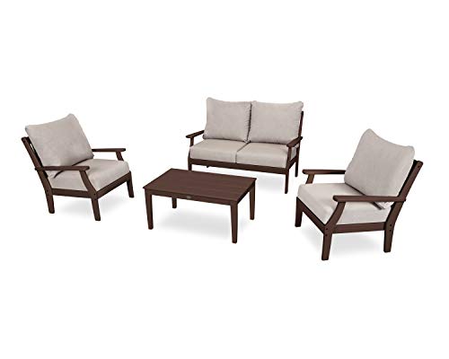 POLYWOOD® Braxton 4-Piece Deep Seating Chair Set in Mahogany/Cast Ash