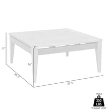 Armen Living Orbit Square Outdoor Patio Coffee Table in Weathered Eucalyptus Wood