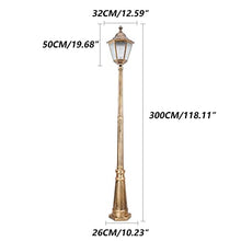 iumLeap 118.11In Outdoor Garden Lamp Post Light Aexterior Path Pillar Lamp Pillar Post Light Glass Lantern Single Head Bollard Path Lamp Waterproof Ip65 Street Light Mains Po(Bronze-300CM(118.11in))