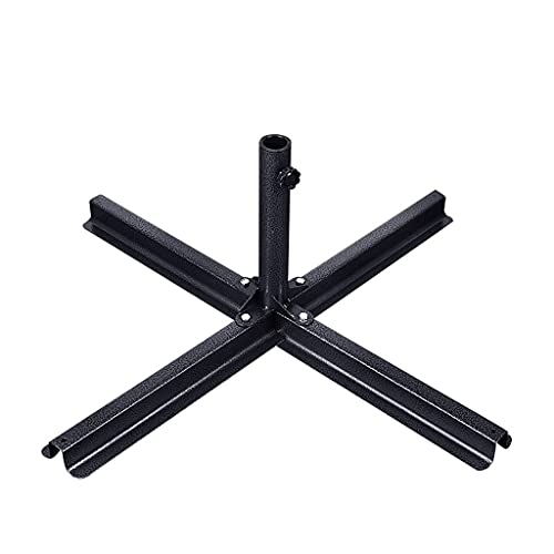 Metal Outdoor Umbrella Base,Foldable Beach Garden Patio Sunshade Parasol Base Thickening Cross Outdoor Stand Holder (Black B)