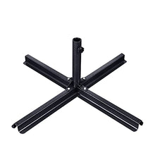 Metal Outdoor Umbrella Base,Foldable Beach Garden Patio Sunshade Parasol Base Thickening Cross Outdoor Stand Holder (Black B)