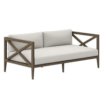 Outdoor Escape Gray Outdoor Patio Teak Loveseat with Cushioned Seat, Durable Wooden Frame, Ergonomic Backrest, Weather-Resistant Design for Garden, Porch