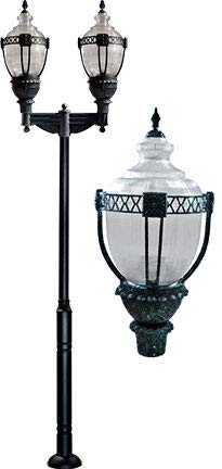 DABMAR LIGHTING GM8049-VG-MT Cast Aluminum Clear Top Acorn Fixture 2 X 50 Watt High Pressure Sodium Multi-Tap, Verde Green